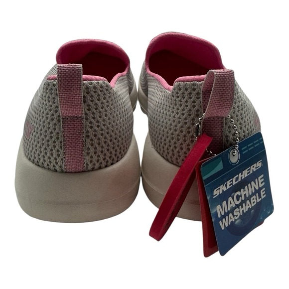 Skechers Go Walk Joy Shoes Women Sz 7 WIDE FIT Gray Pink Slip On Sneakers Loafer - Picture 8 of 10